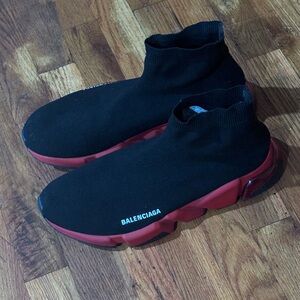 BALENCIAGA Black and Red Speed Knit sneaker